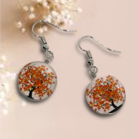 🔥BOGO Orange Tree Of Life Dangle Earrings - Picture 2 of 5